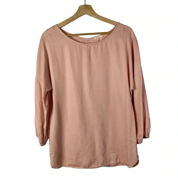 Boutique Mi Ami Light Pink Button Back Long Sleeve Blouse S - Picture 1 of 3